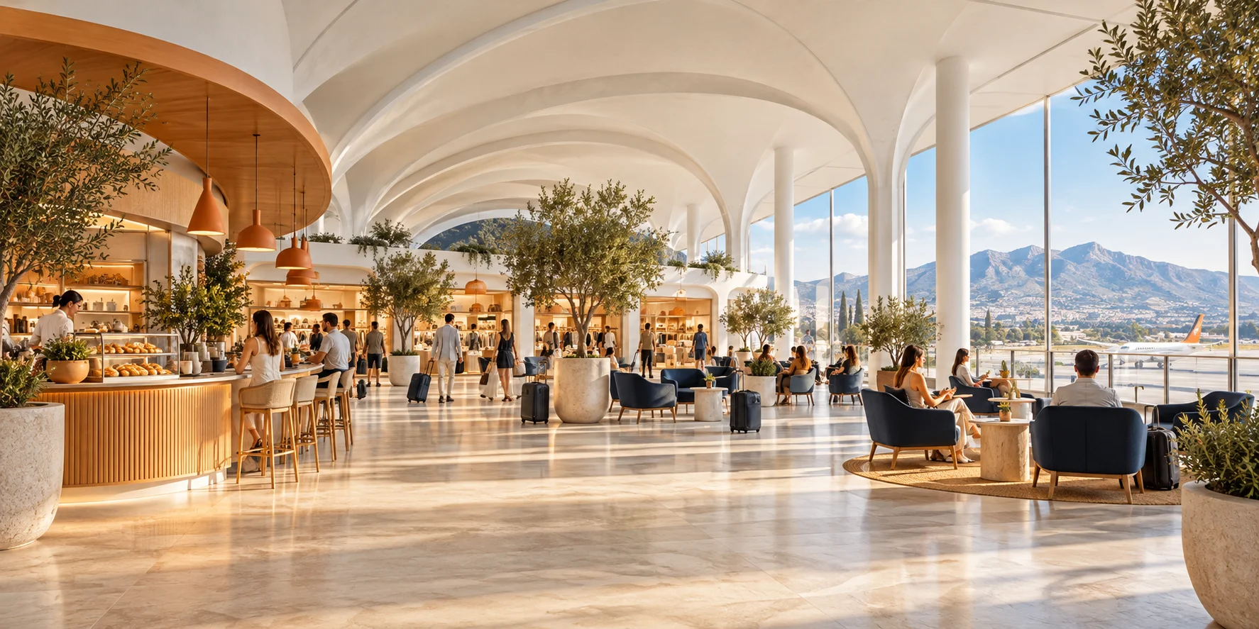 AI-created airport illustration; not a photograph of this airport