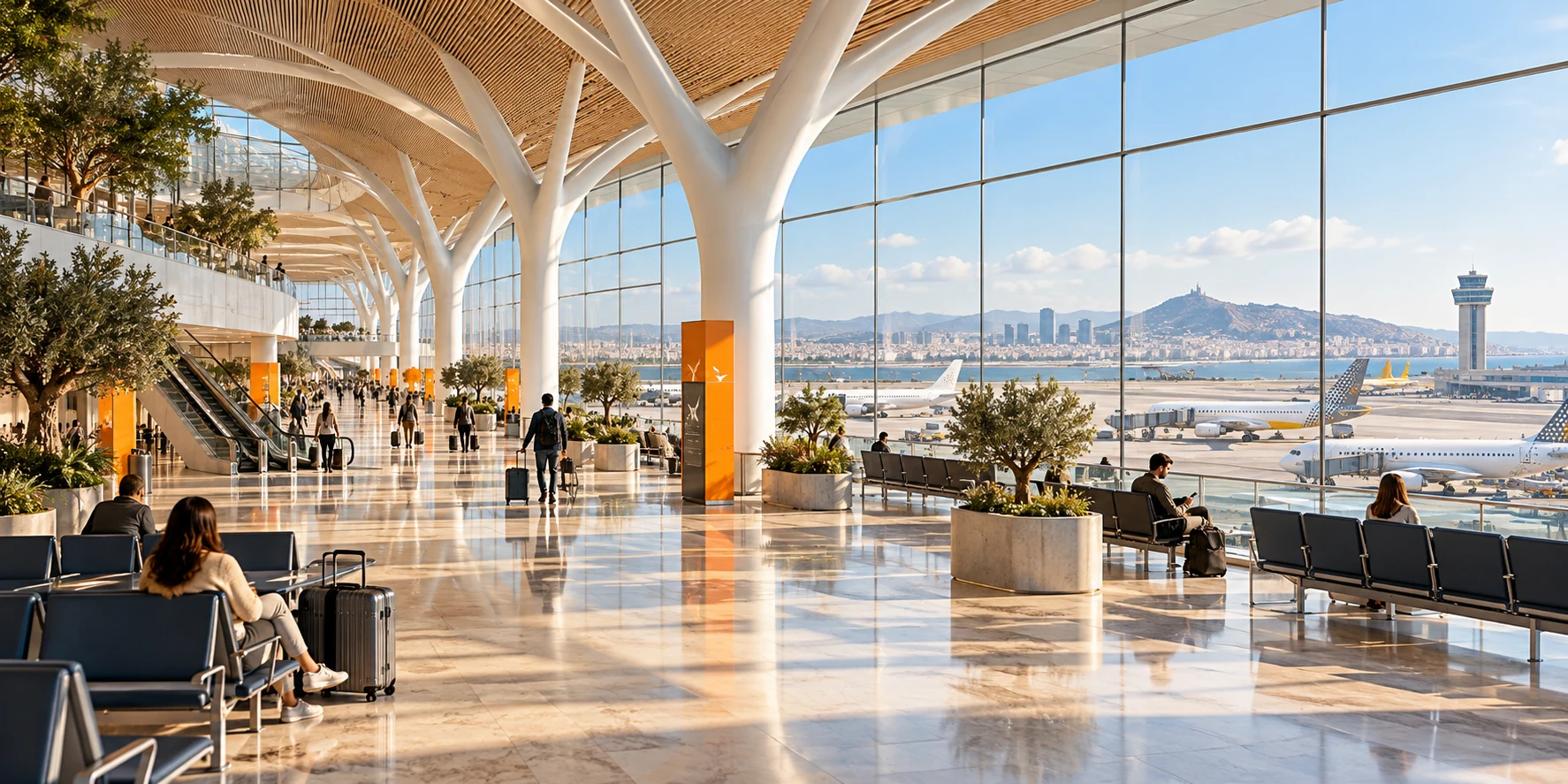 AI-created airport illustration; not a photograph of this airport