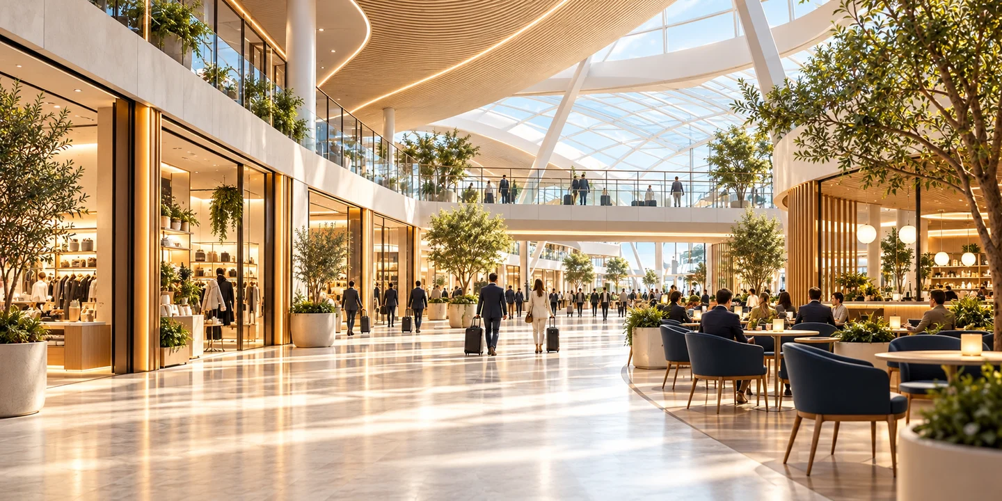 AI-created airport illustration; not a photograph of this airport