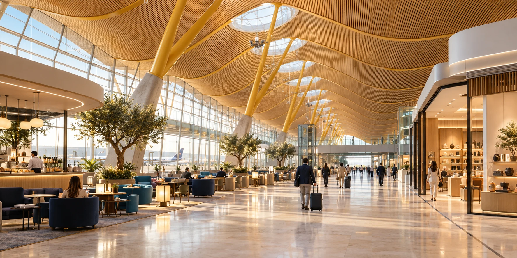 AI-created airport illustration; not a photograph of this airport