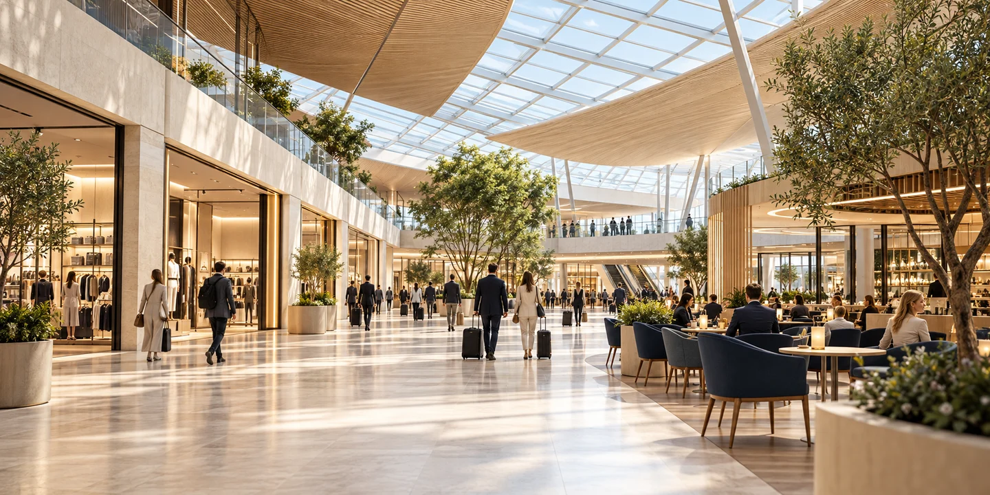 AI-created airport illustration; not a photograph of this airport
